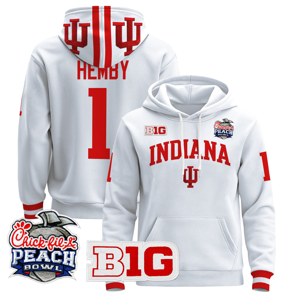 Men's Indiana Hoosiers 2026 Peach Bowl Premium Pullover Hoodie - All Stitched