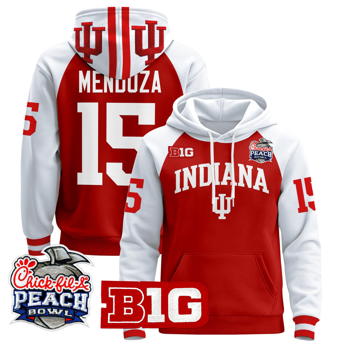 Men's Indiana Hoosiers 2026 Peach Bowl Premium Pullover Hoodie - All Stitched