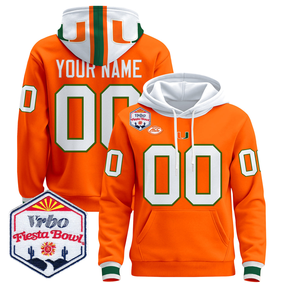 Miami Hurricanes 2026 The Fiesta Bowl Premium Custom Pullover Hoodie - All Stitched