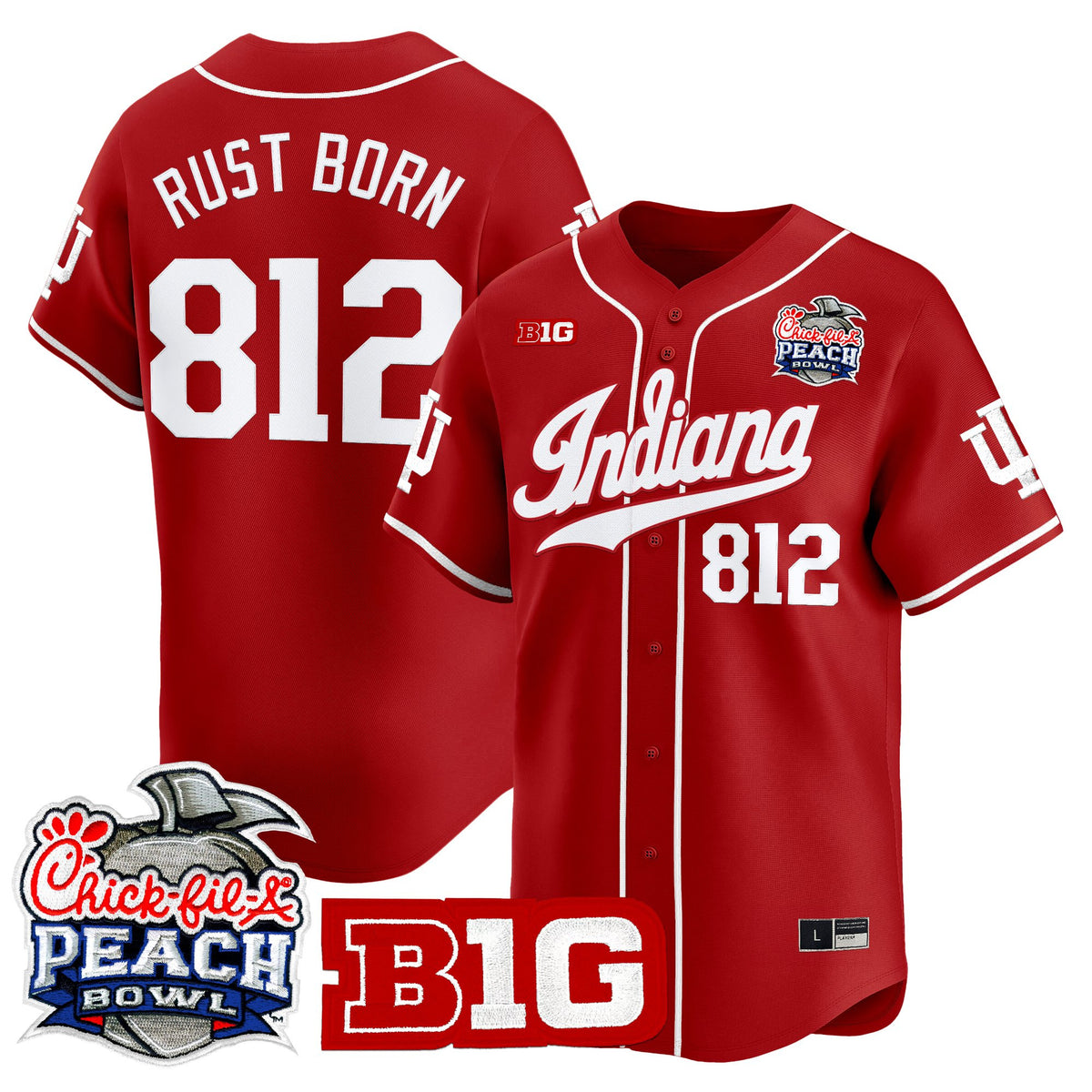 Men's Indiana Hoosiers 2026 Peach Bowl Vapor Baseball Jersey - All Stitched