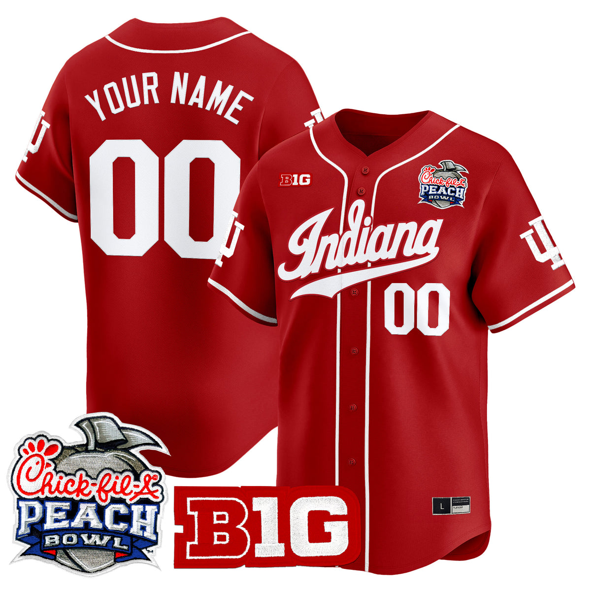 Indiana Hoosiers 2026 Peach Bowl Vapor Baseball Custom Jersey - All Stitched