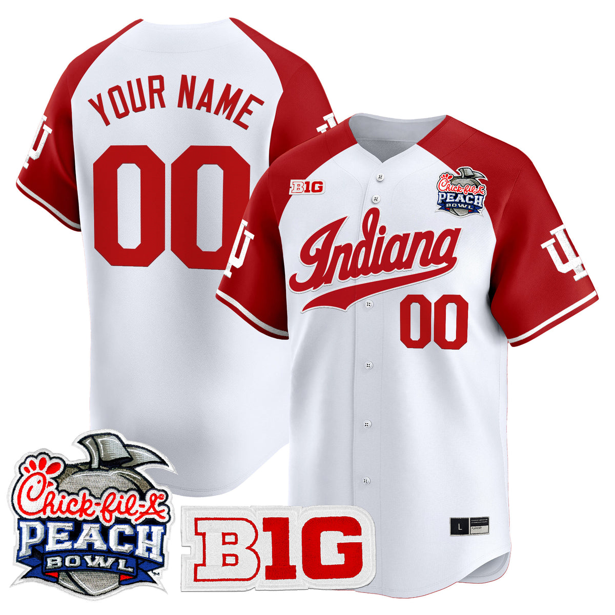 Indiana Hoosiers 2026 Peach Bowl Vapor Baseball Custom Jersey - All Stitched