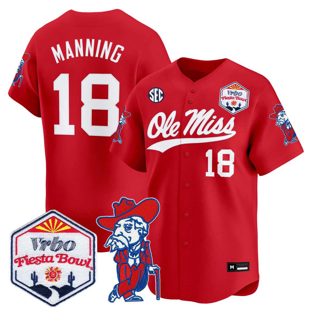 Men's Ole Miss Rebels 2026 The Fiesta Bowl Vapor Baseball Jersey - All Stitched