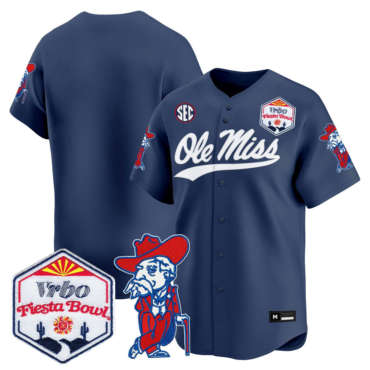 Men's Ole Miss Rebels 2026 The Fiesta Bowl Vapor Baseball Jersey - All Stitched