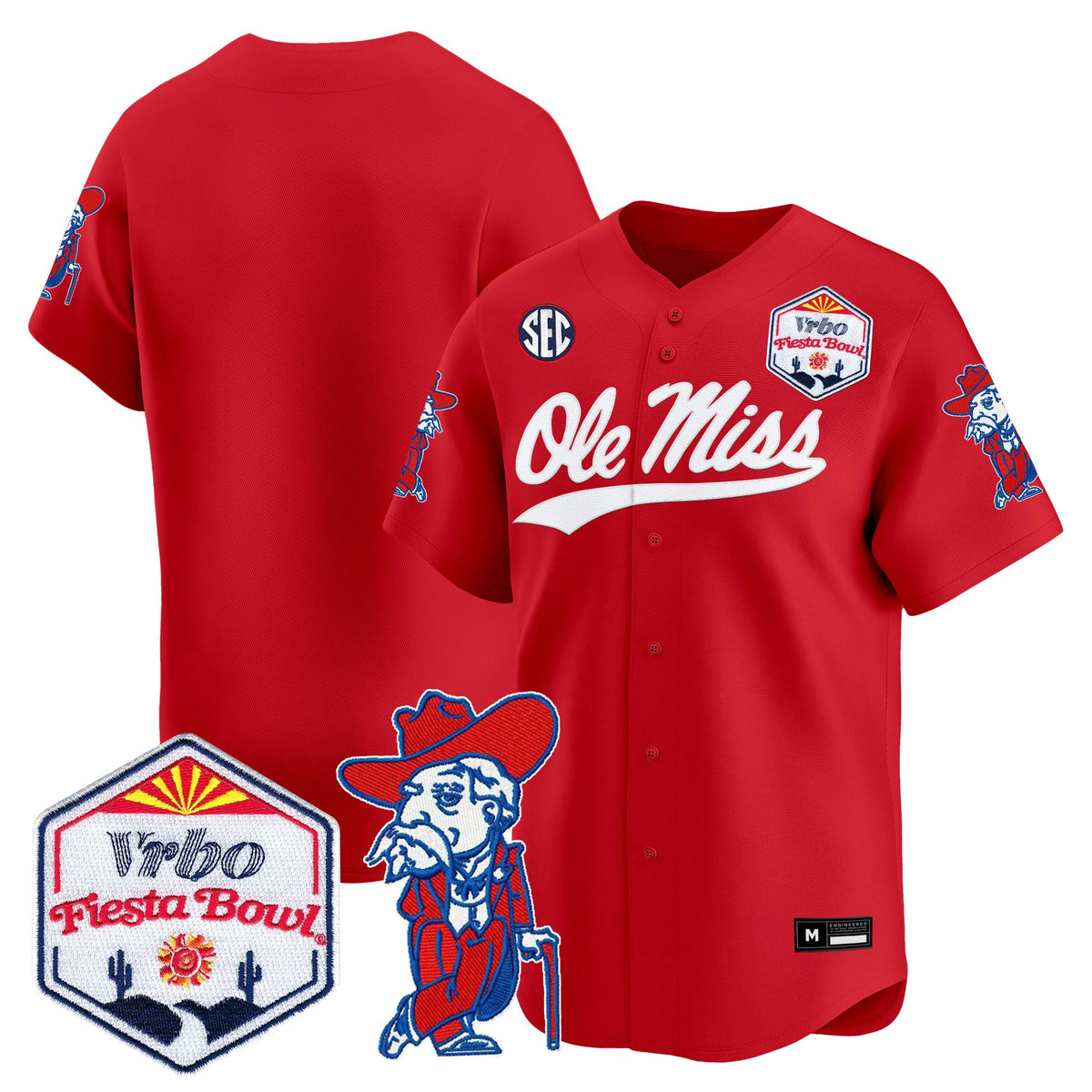 Men's Ole Miss Rebels 2026 The Fiesta Bowl Vapor Baseball Jersey - All Stitched