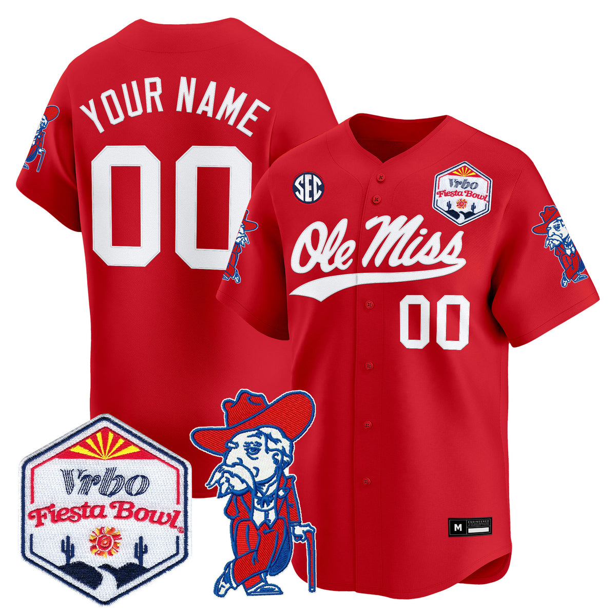 Ole Miss Rebels 2026 The Fiesta Bowl Vapor Baseball Custom Jersey - All Stitched