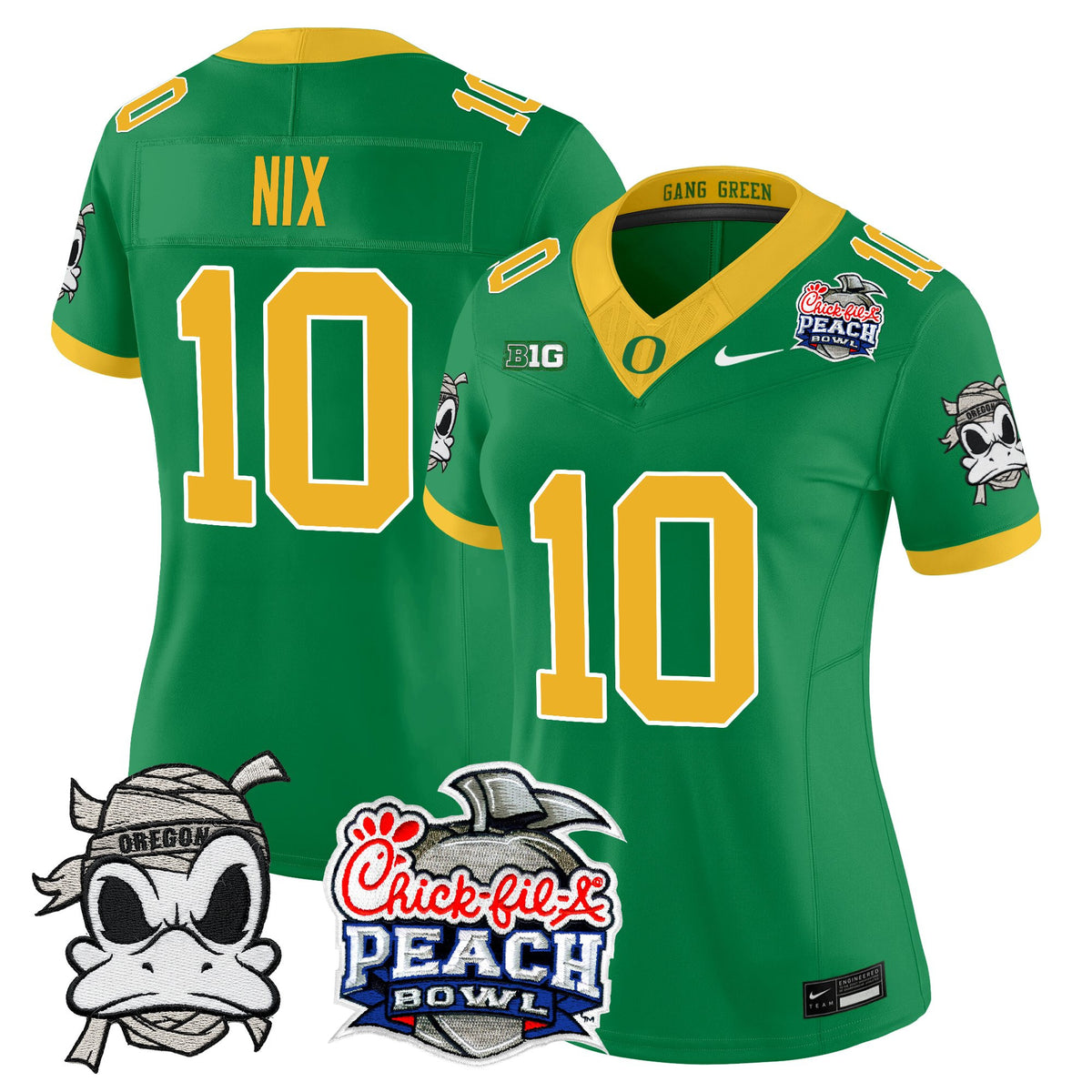 Women's Oregon Ducks "Mummy Duck" Vapor Limited Jersey - 2026 Peach Bowl Patch - All Stitched