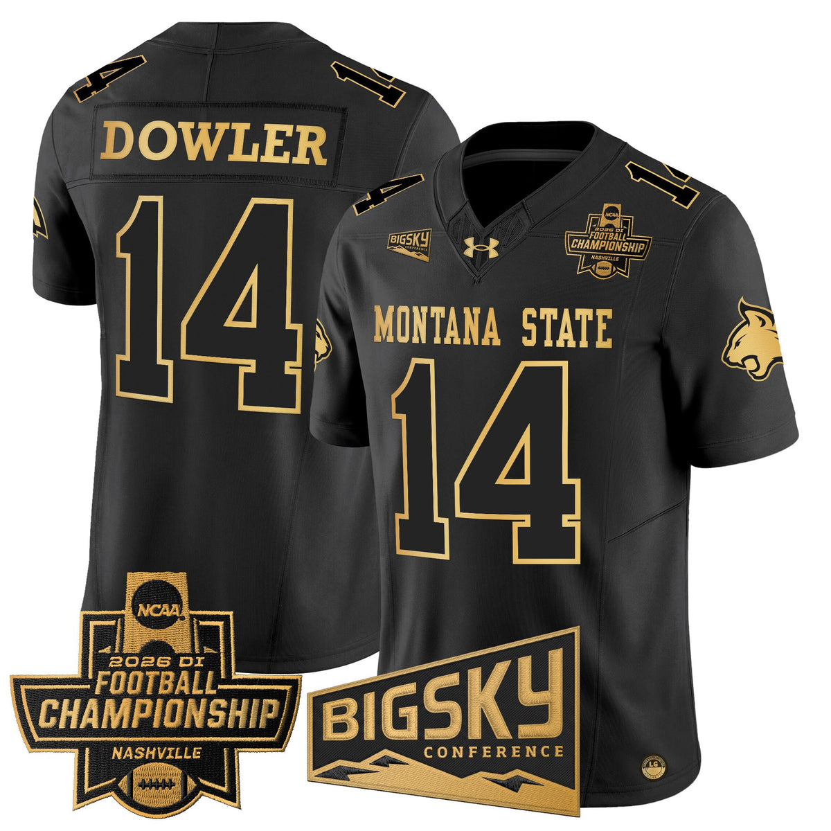 Men's Montana State Bobcats 2026 Football Championship Gold Vapor Limited Jersey - All Stitched