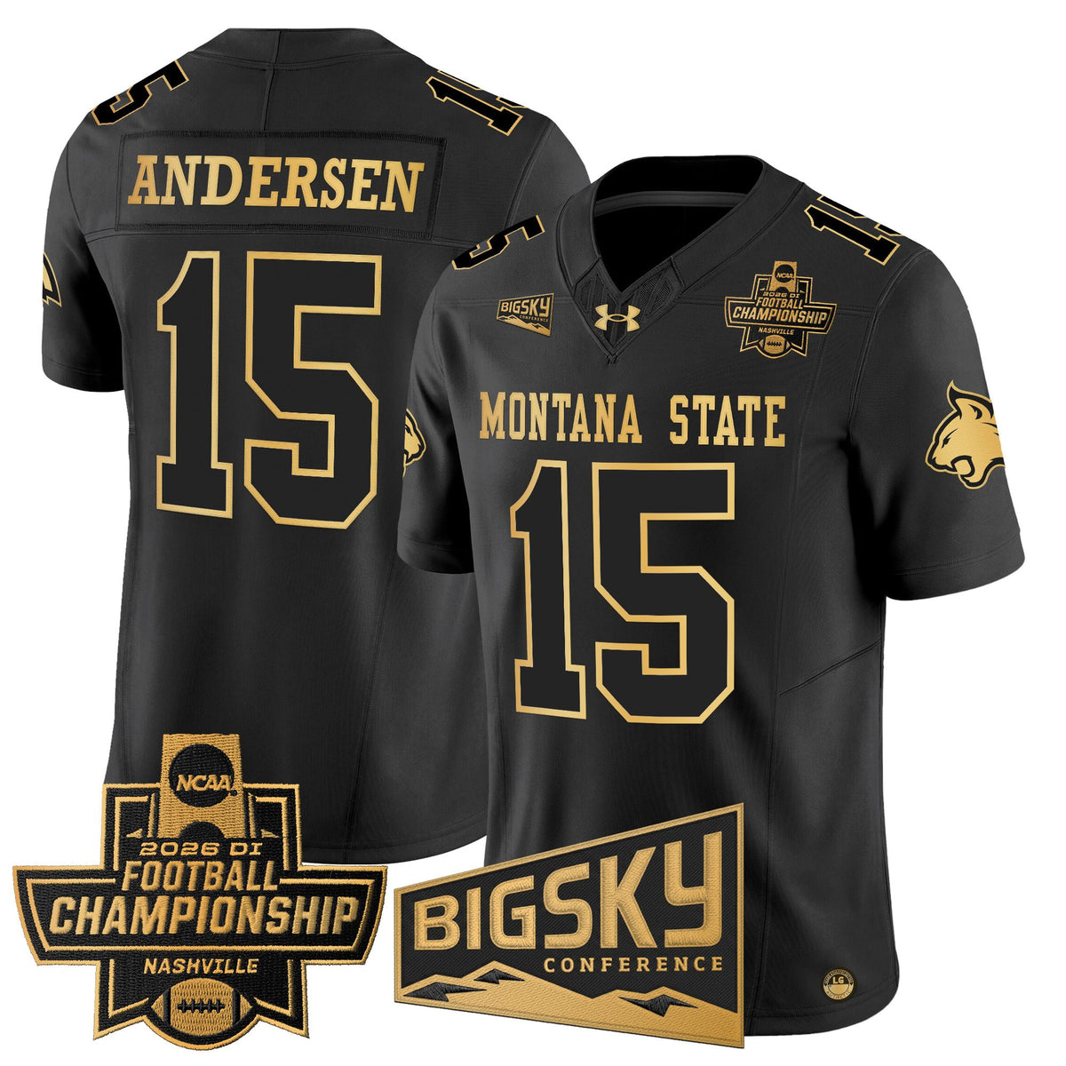 Men's Montana State Bobcats 2026 Football Championship Gold Vapor Limited Jersey - All Stitched