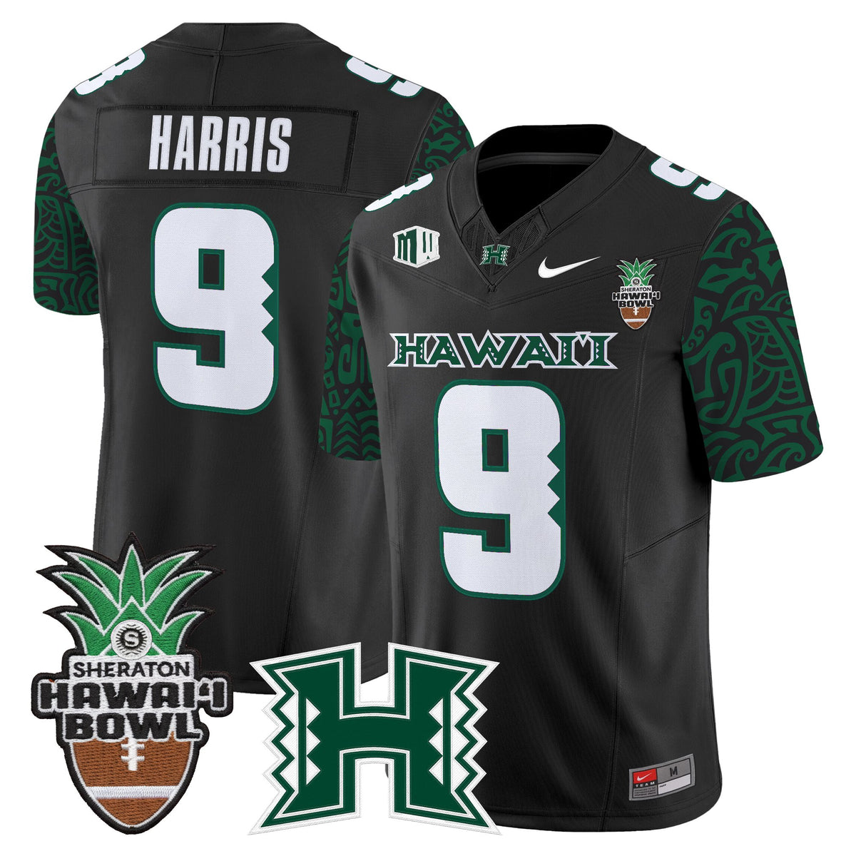 Men's Hawai'i Rainbow Warriors 2025 Hawai'i Pattern Vapor Limited Jersey - Hawai'i Bowl Patch - All Stitched