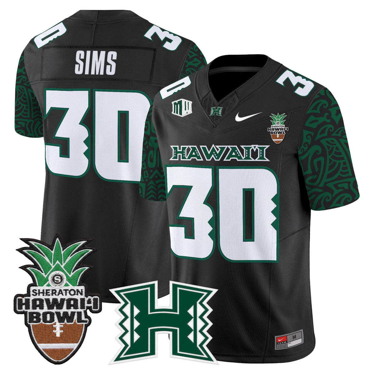 Men's Hawai'i Rainbow Warriors 2025 Hawai'i Pattern Vapor Limited Jersey - Hawai'i Bowl Patch - All Stitched