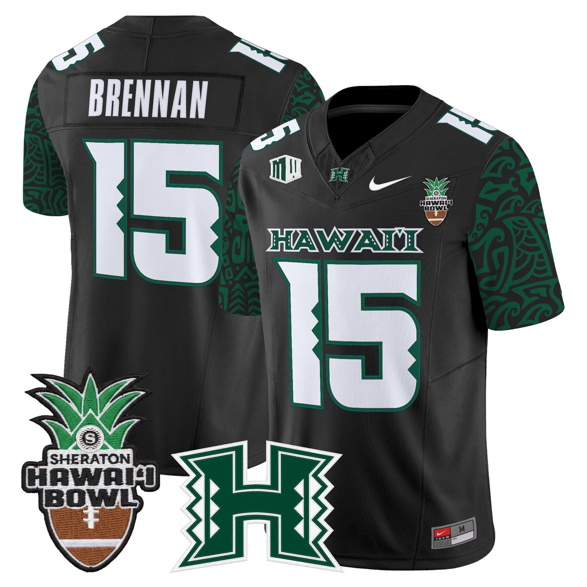 Men's Hawai'i Rainbow Warriors 2025 Hawai'i Pattern Vapor Limited Jersey - Hawai'i Bowl Patch - All Stitched