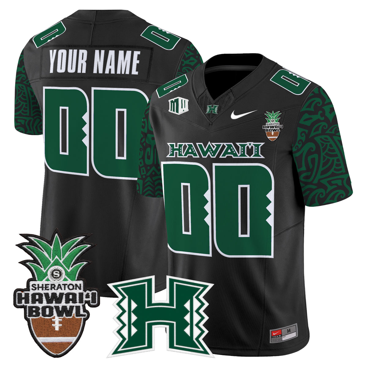 Hawai'i Rainbow Warriors 2025 Hawai'i Pattern Vapor Limited Custom Jersey - Hawai'i Bowl Patch - All Stitched