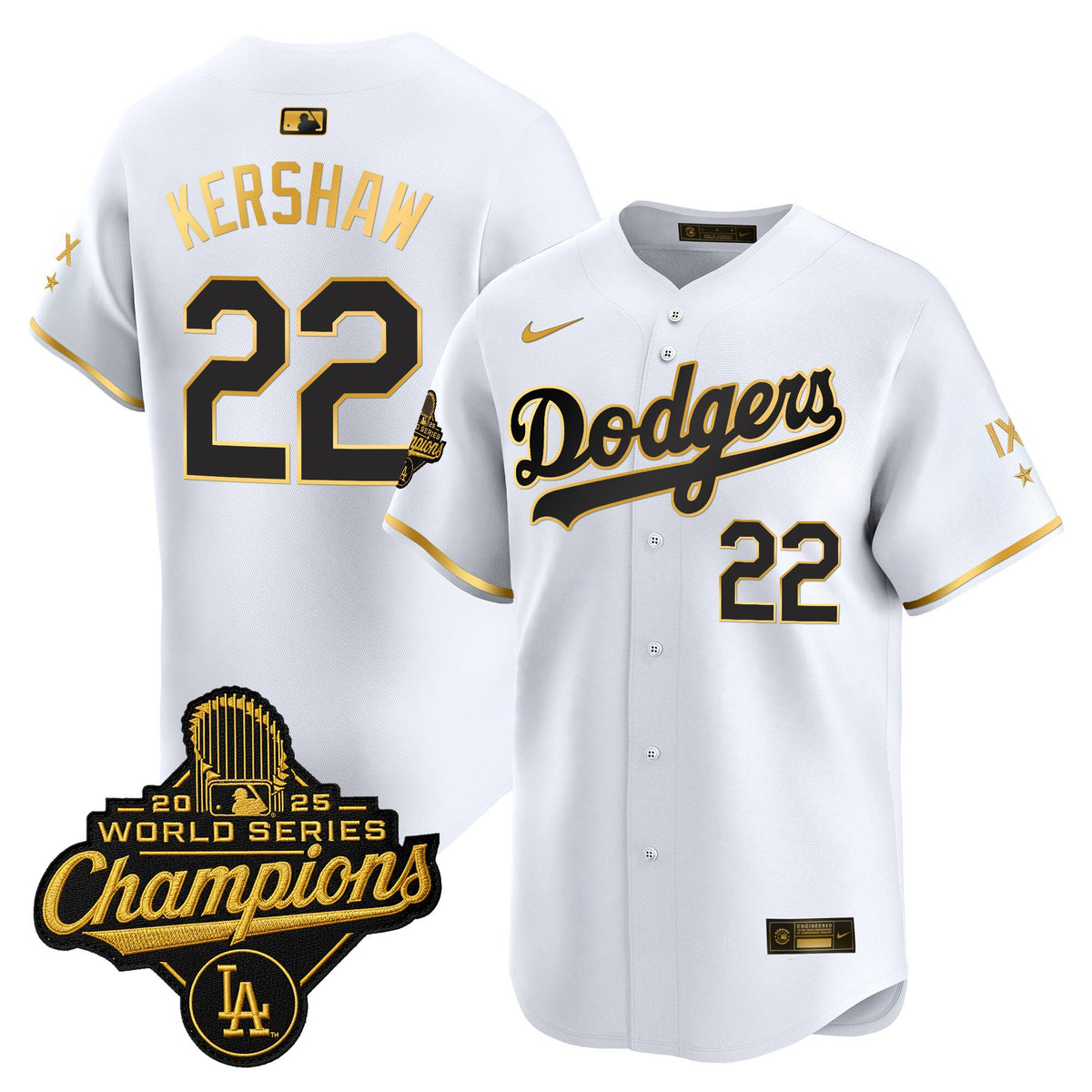 Men's Los Angeles Dodgers 9-Time Champions Gold Trim Vapor Premier Limited Jersey - All Stitched