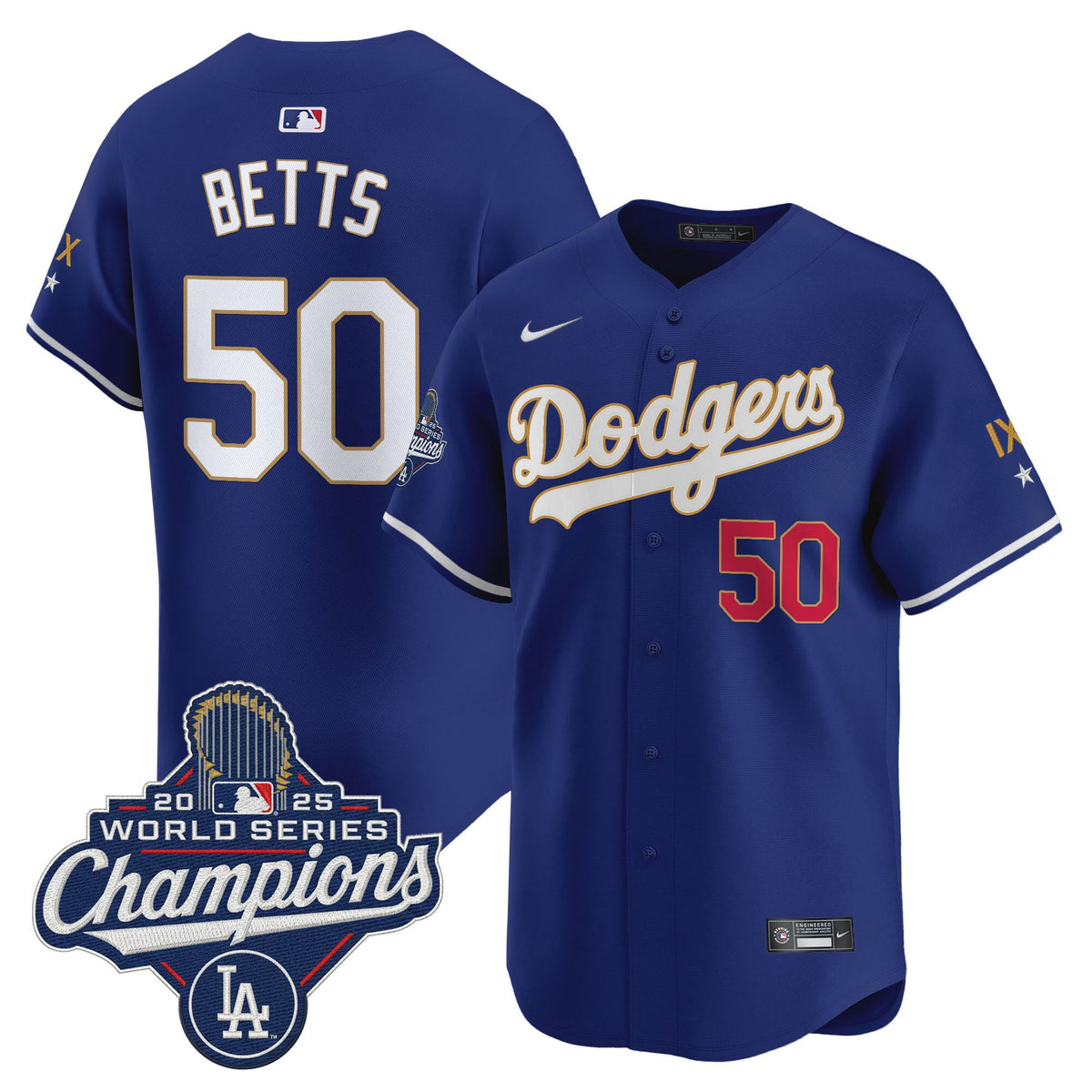 Men's Los Angeles Dodgers 9-Time Champions Gold Trim Vapor Premier Limited Jersey - All Stitched
