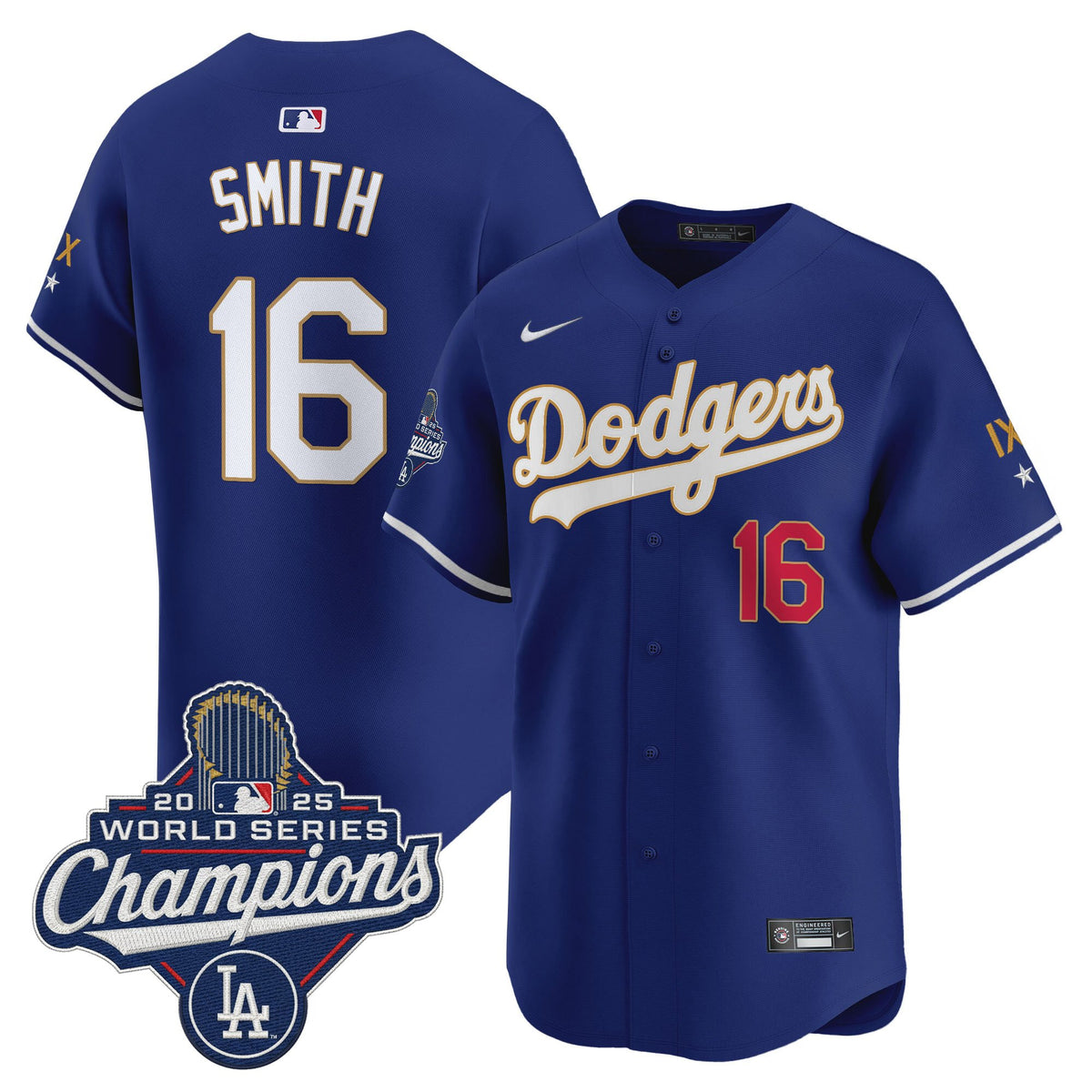 Men's Los Angeles Dodgers 9-Time Champions Gold Trim Vapor Premier Limited Jersey - All Stitched