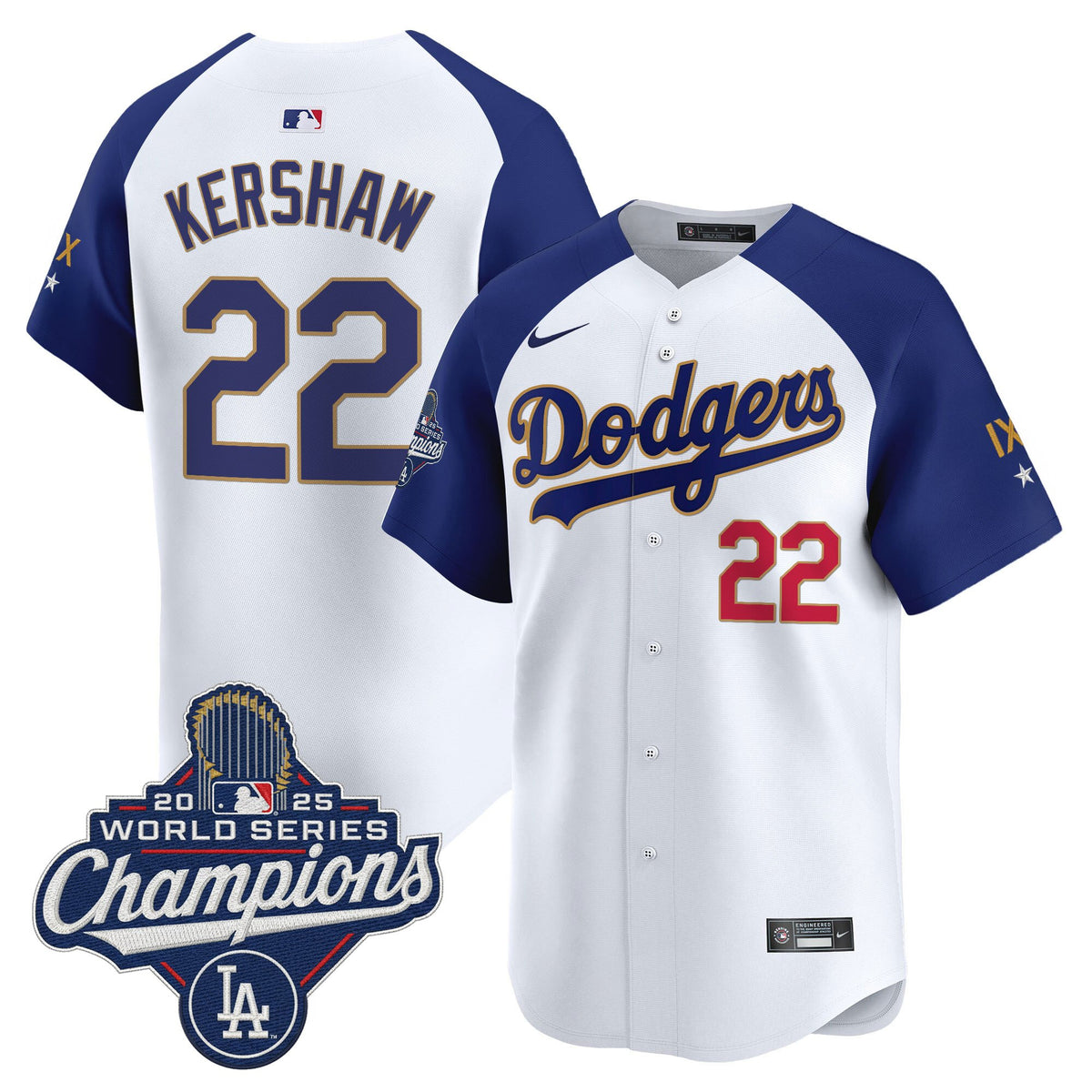 Men's Los Angeles Dodgers 9-Time Champions Gold Trim Vapor Premier Limited Jersey - All Stitched