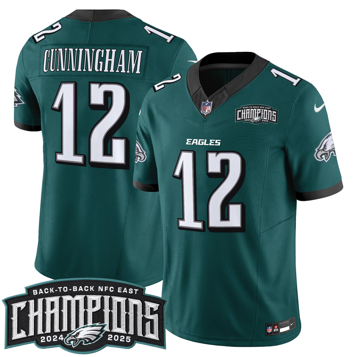Men's Philadelphia Eagles Back-To-Back 2024-2025 NFC East Division Champions Vapor Limited Jersey - All Stitched