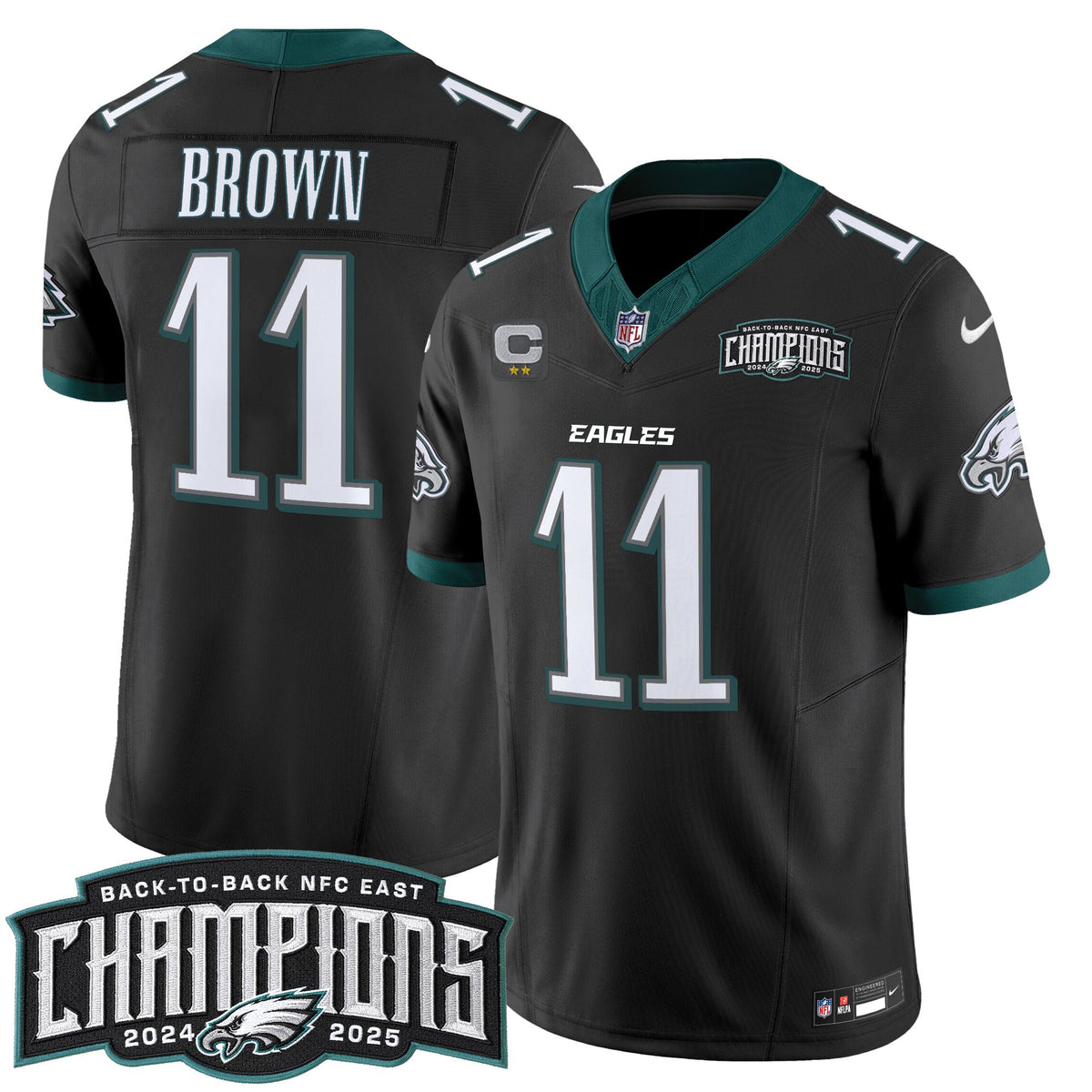Men's Philadelphia Eagles Back-To-Back 2024-2025 NFC East Division Champions Vapor Limited Jersey - All Stitched