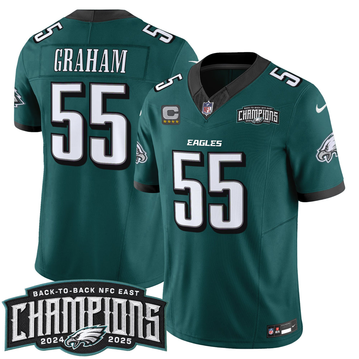 Men's Philadelphia Eagles Back-To-Back 2024-2025 NFC East Division Champions Vapor Limited Jersey - All Stitched