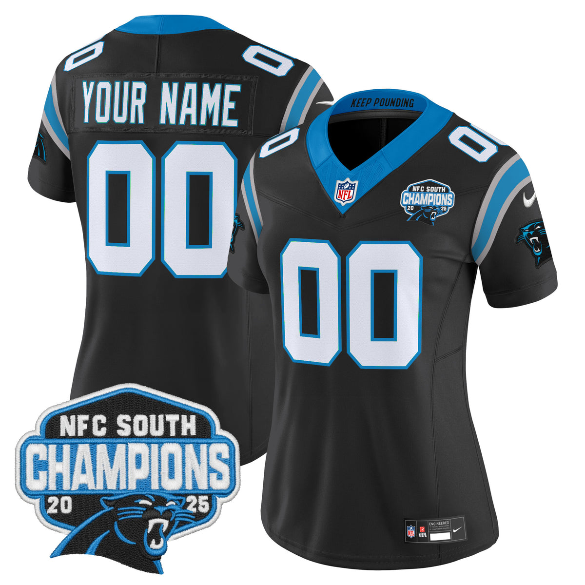 Carolina Panthers 2025 NFC South Division Champions Vapor Limited Custom Jersey - All Stitched