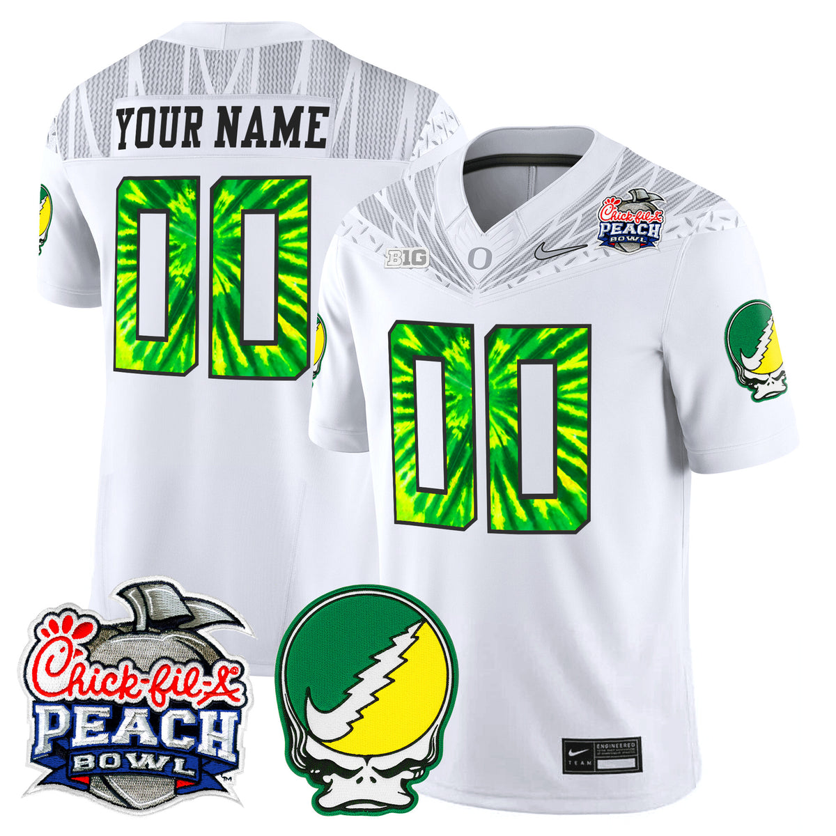 Oregon Ducks "Grateful Ducks" Vapor Limited Custom Jersey - 2026 Peach Bowl Patch - All Stitched