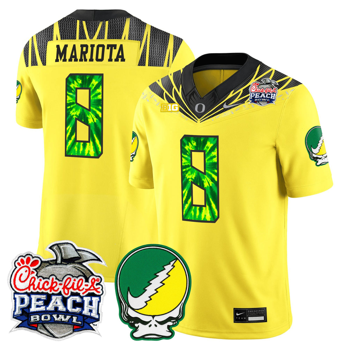 Men's Oregon Ducks "Grateful Ducks" Vapor Limited Jersey - 2026 Peach Bowl Patch - All Stitched