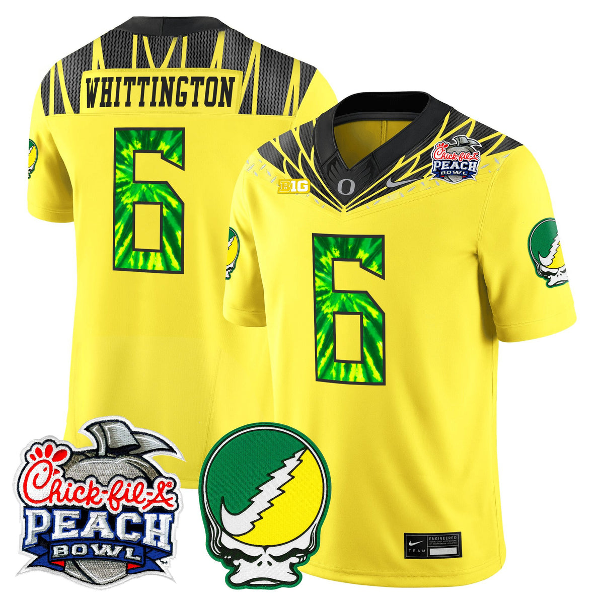 Men's Oregon Ducks "Grateful Ducks" Vapor Limited Jersey - 2026 Peach Bowl Patch - All Stitched