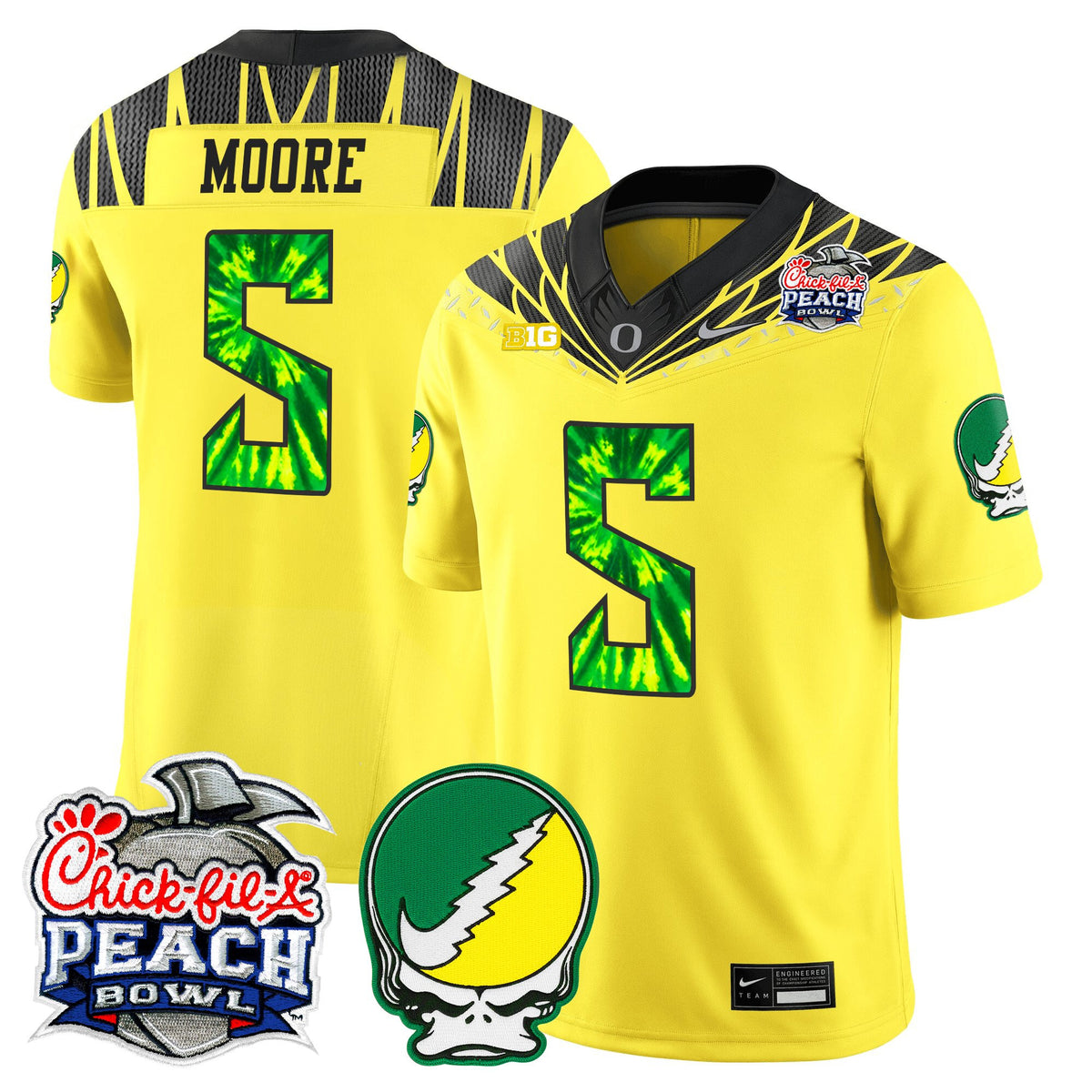 Men's Oregon Ducks "Grateful Ducks" Vapor Limited Jersey - 2026 Peach Bowl Patch - All Stitched