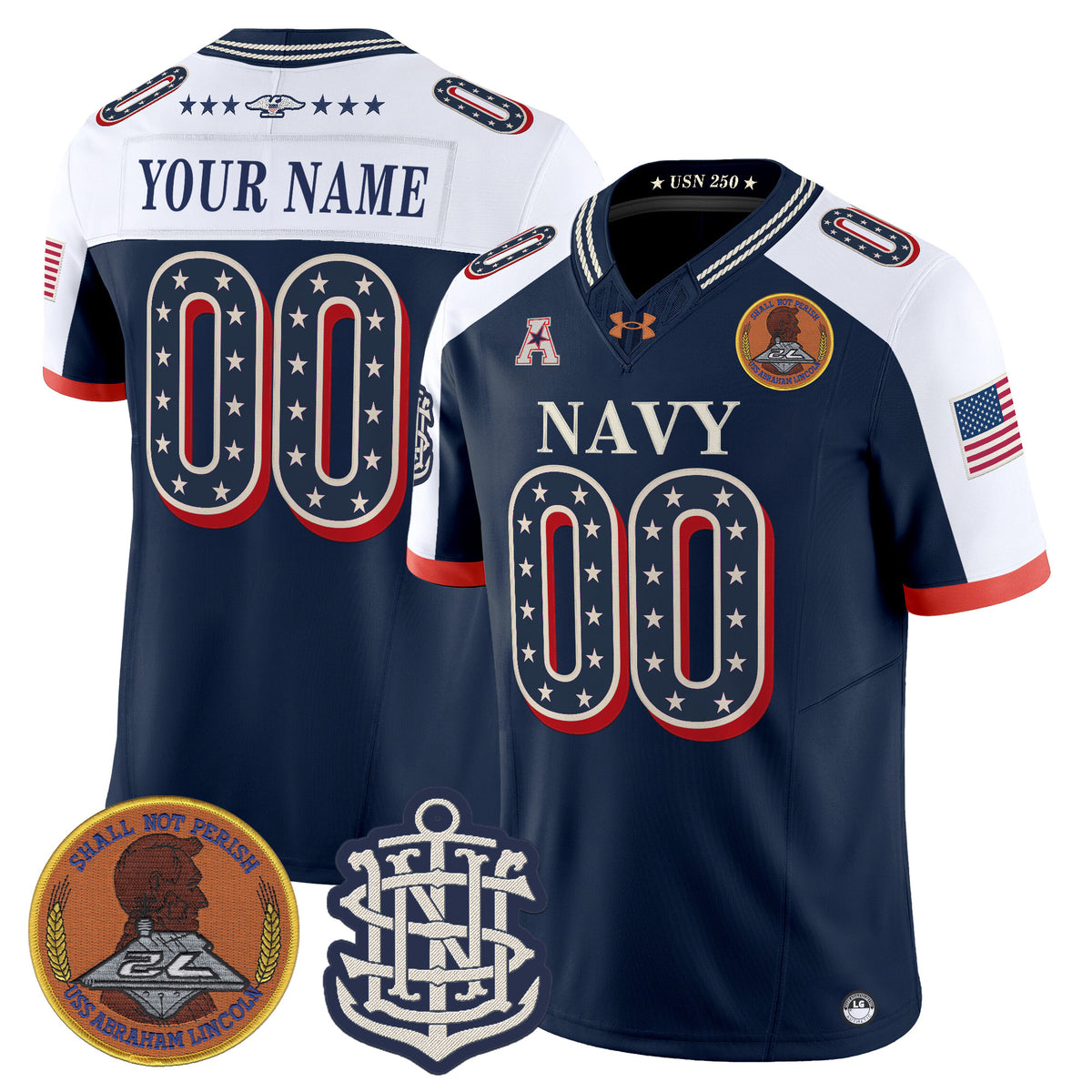 Navy Midshipmen 1776-2026 America Vapor Limited Custom Jersey - Stitched