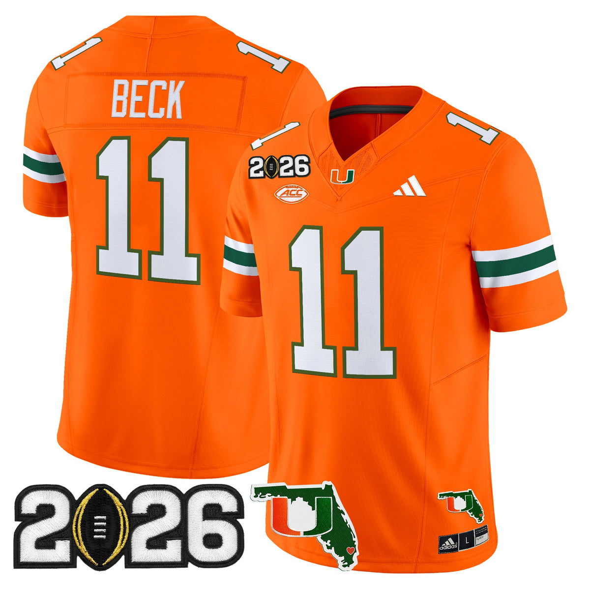 Men's Miami Hurricanes 2026 CFP Final & Florida Patch Vapor Limited Jersey - All Stitched