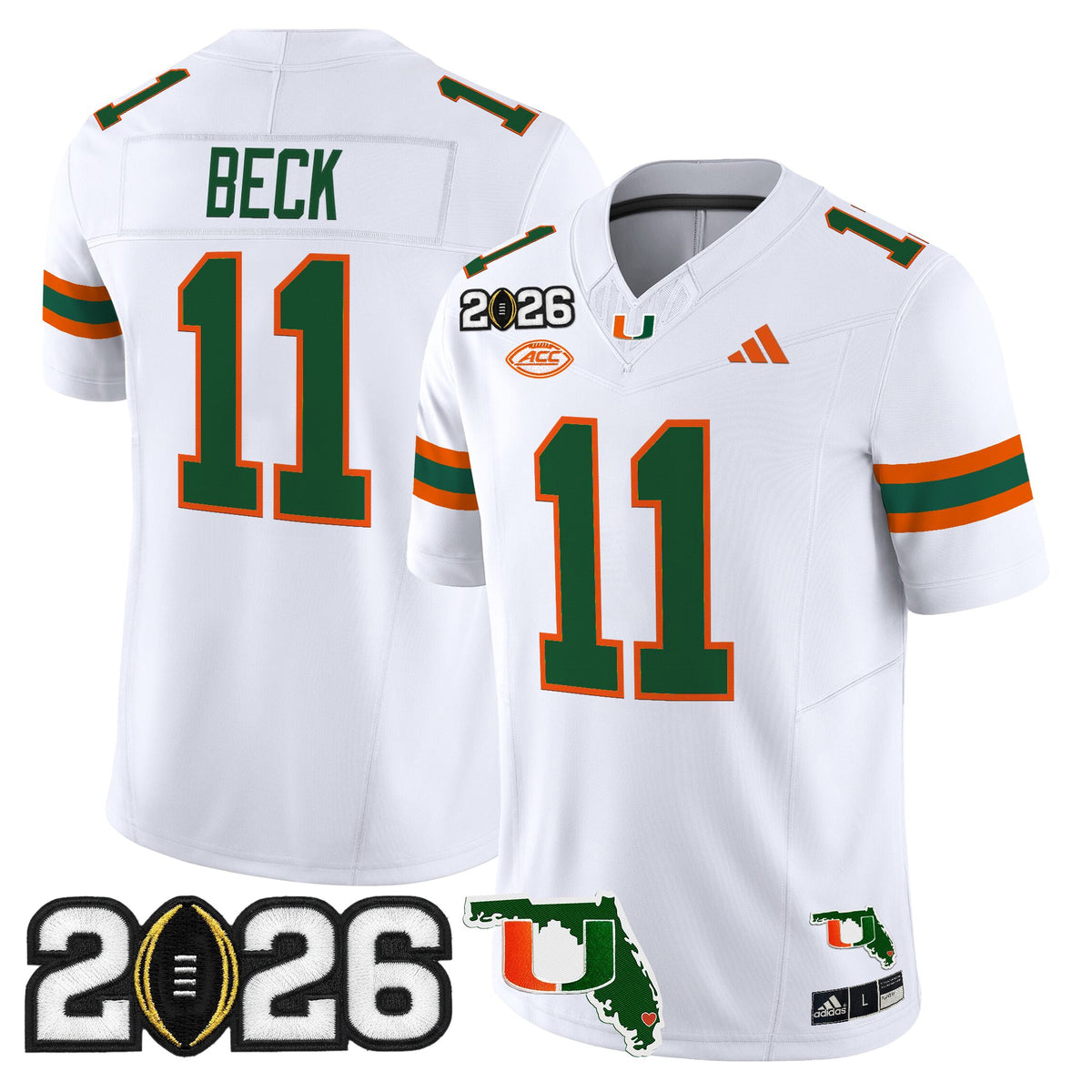 Men's Miami Hurricanes 2026 CFP Final & Florida Patch Vapor Limited Jersey - All Stitched