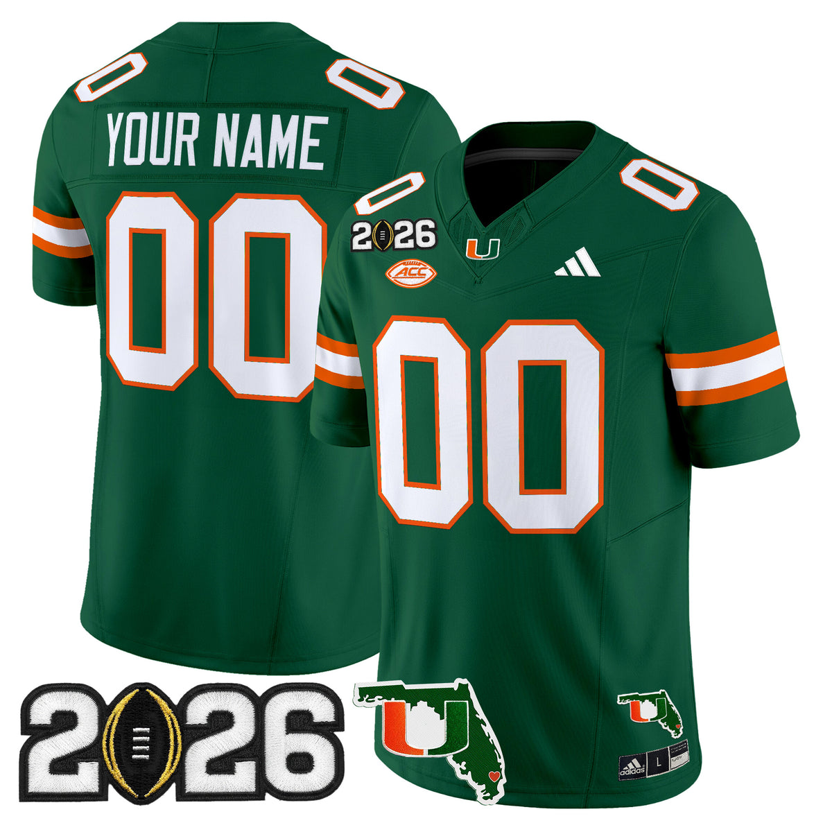 Miami Hurricanes 2026 CFP Final & Florida Patch Vapor Limited Custom Jersey - All Stitched