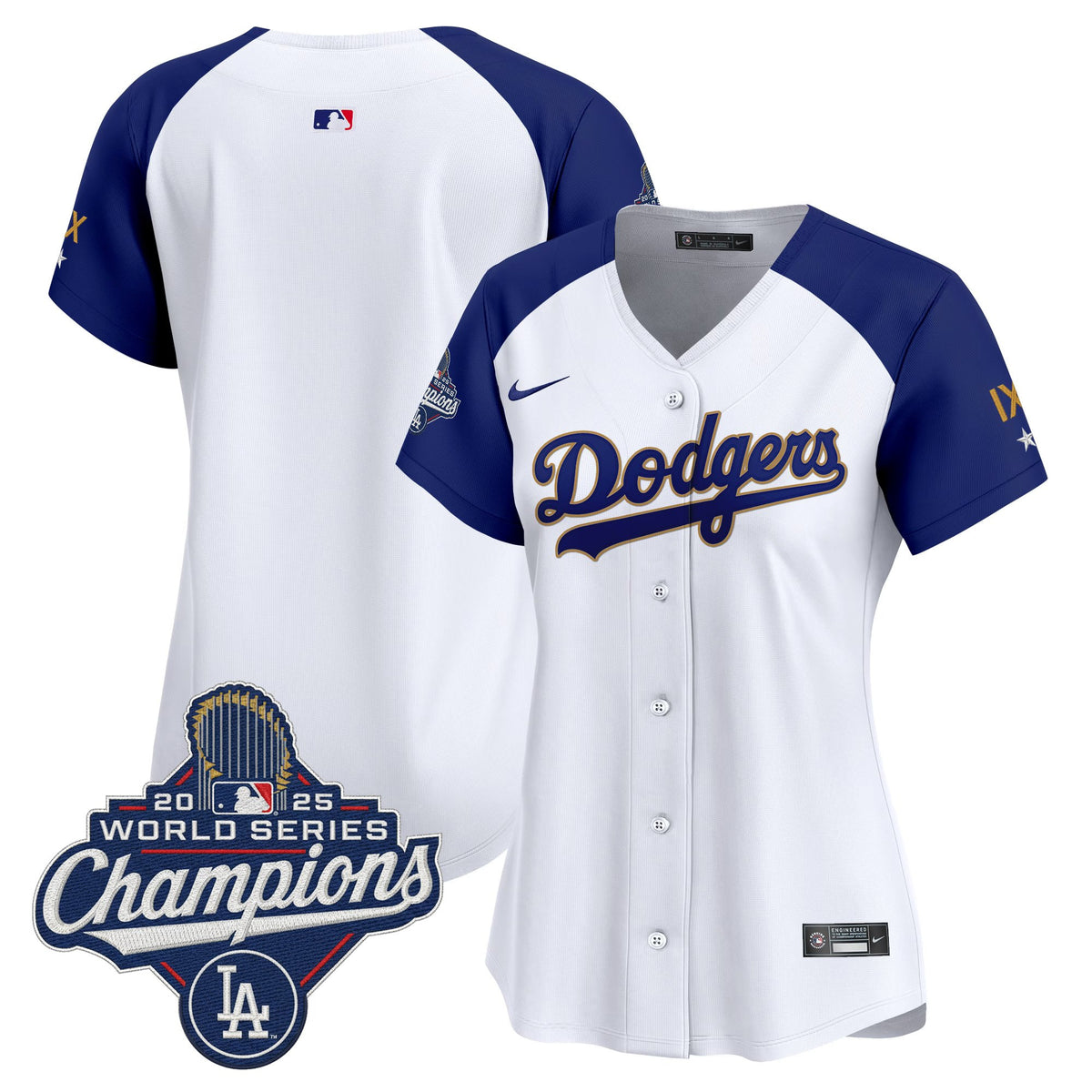Women's Los Angeles Dodgers 9-Time Champions Gold Trim Vapor Premier Limited Jersey - All Stitched