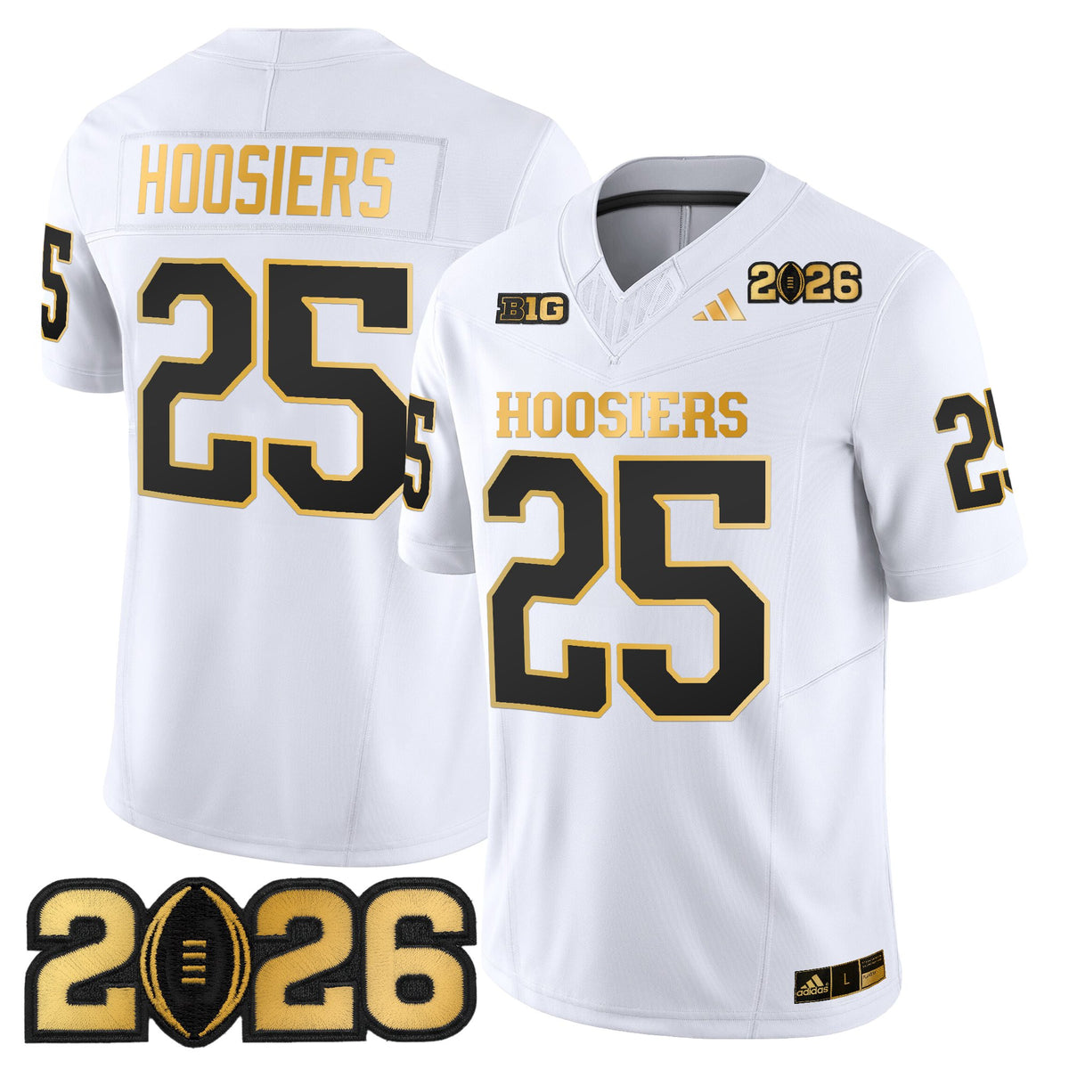 Men's Indiana Hoosiers 2026 CFP Final Patch Gold Vapor Limited Jersey - All Stitched