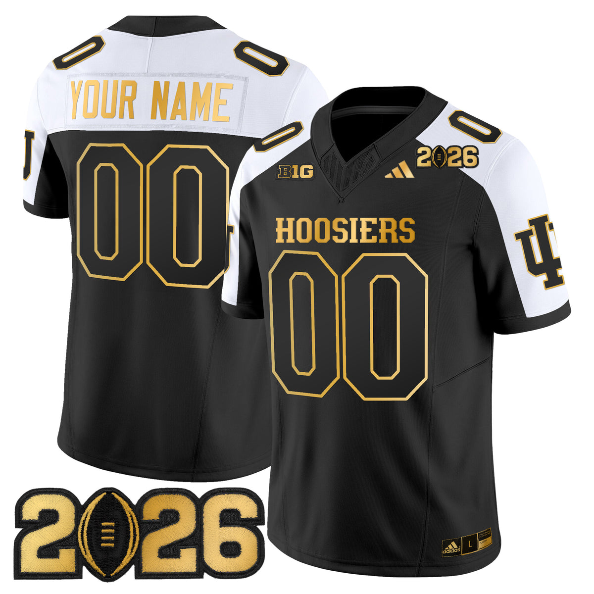 Indiana Hoosiers 2026 CFP Final Patch Gold Vapor Limited Custom Jersey - All Stitched