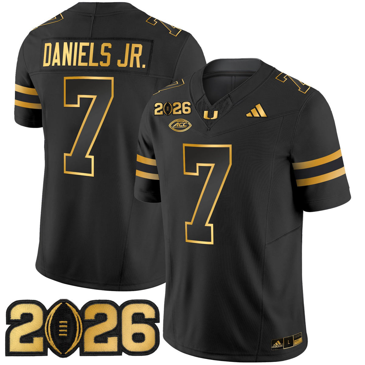 Men's Miami Hurricanes 2026 CFP Final Patch Gold Vapor Limited Jersey - All Stitched