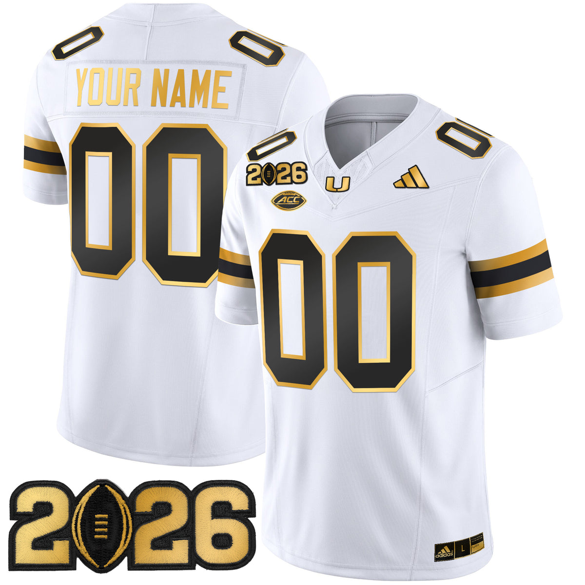 Miami Hurricanes 2026 CFP Final Patch Gold Vapor Limited Custom Jersey - All Stitched