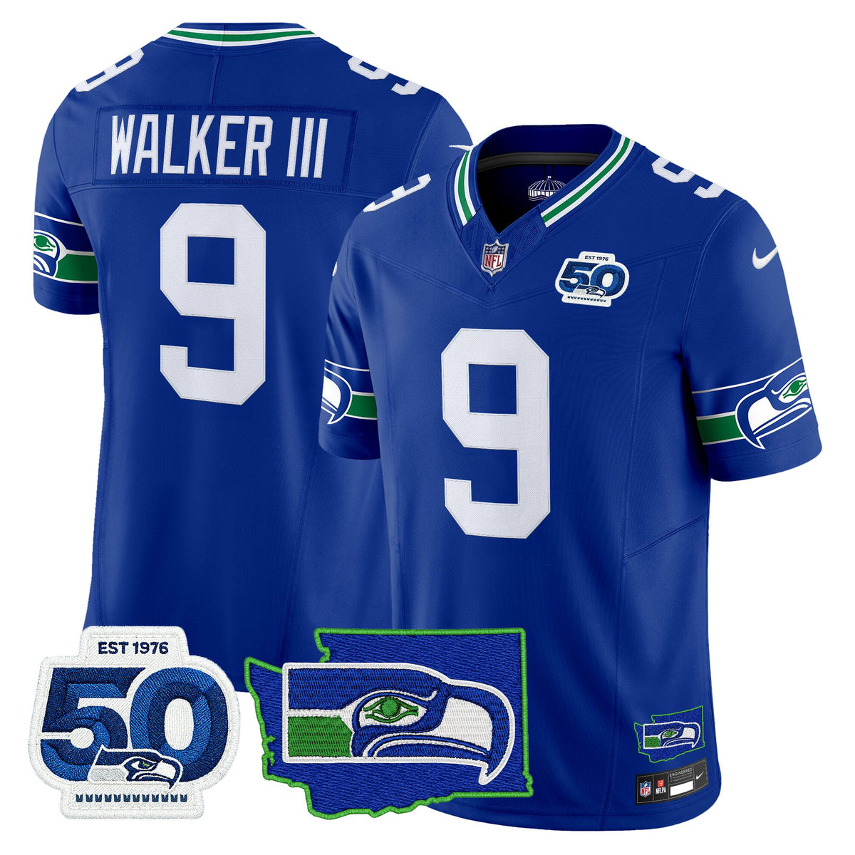 Men's Seattle Seahawks 50th Anniversary Patch Vapor Limited Jersey - All Stitched