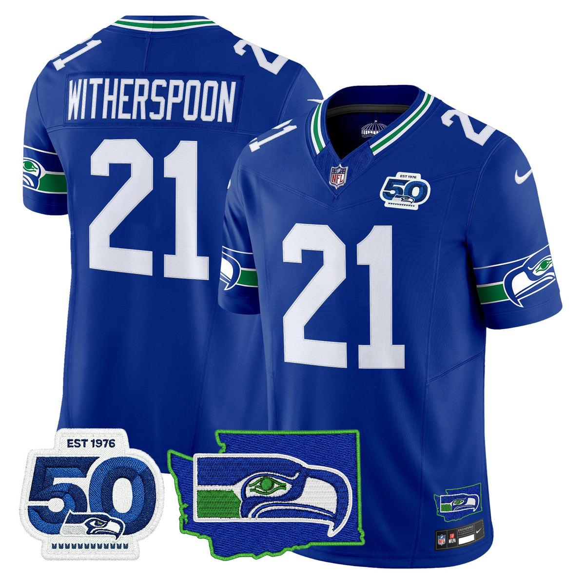 Men's Seattle Seahawks 50th Anniversary Patch Vapor Limited Jersey - All Stitched