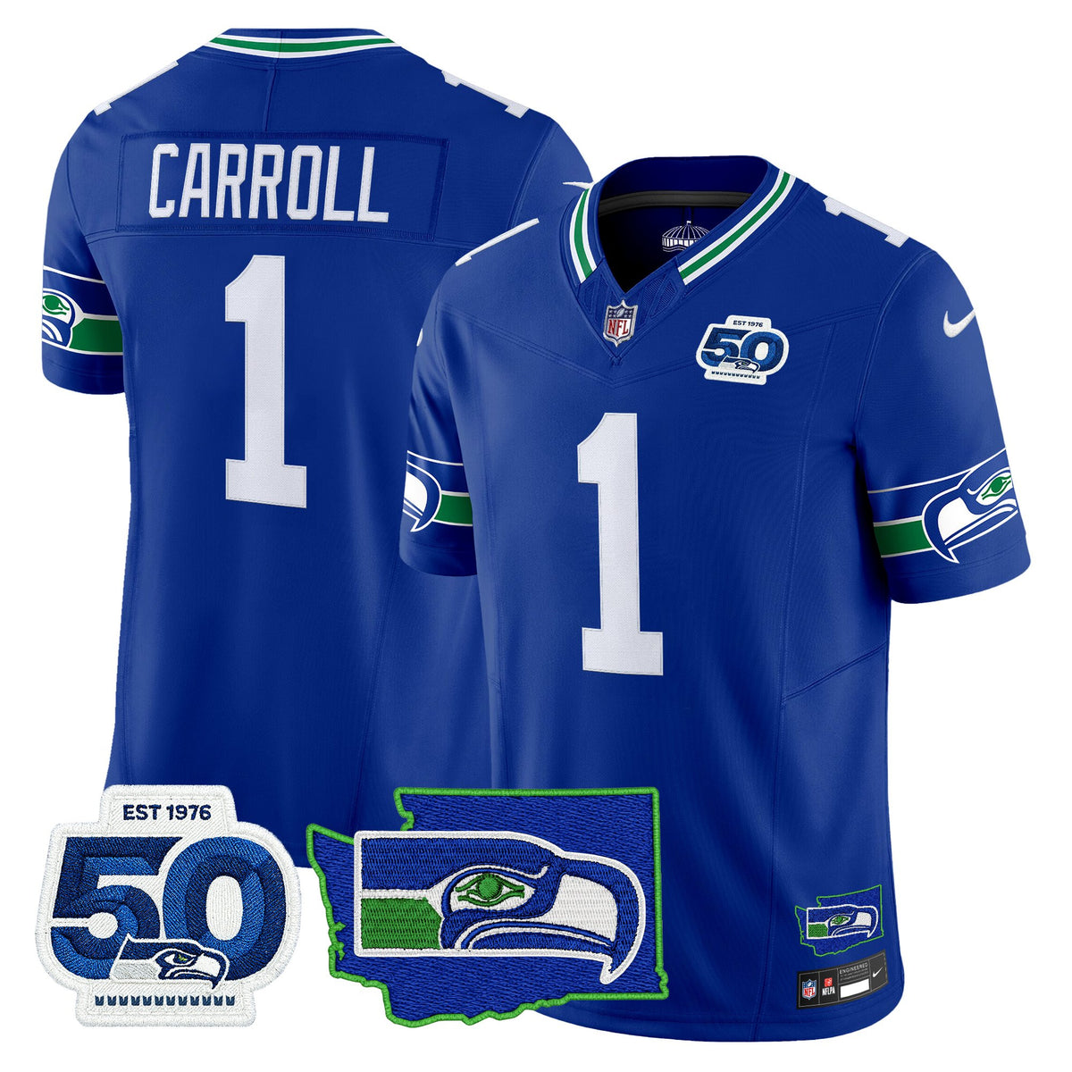 Men's Seattle Seahawks 50th Anniversary Patch Vapor Limited Jersey - All Stitched