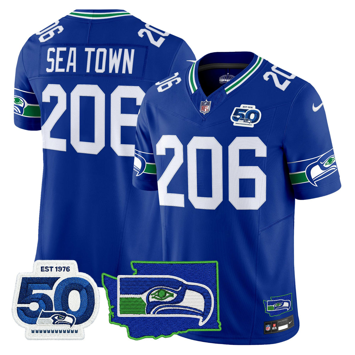 Men's Seattle Seahawks 50th Anniversary Patch Vapor Limited Jersey - All Stitched