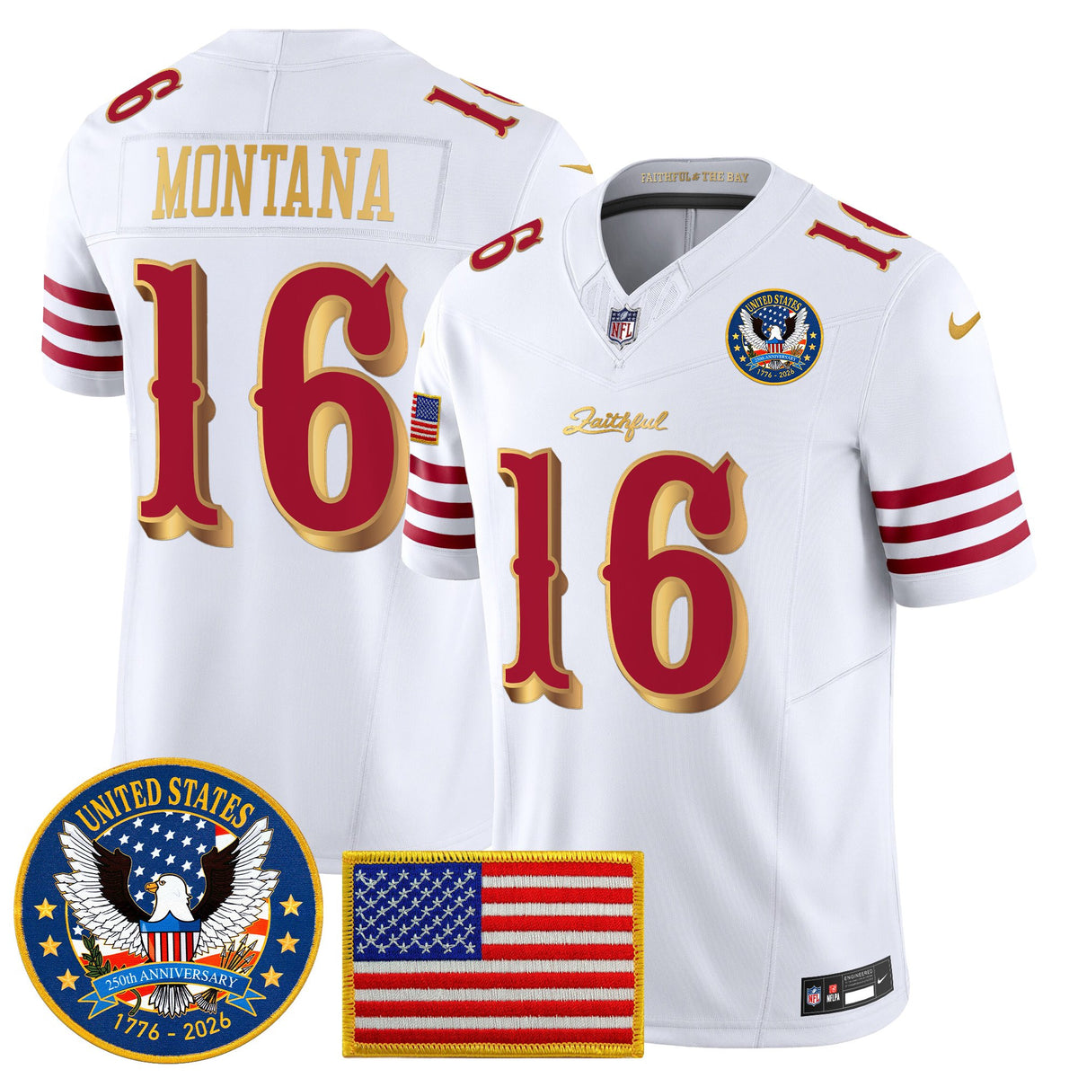 Men's San Francisco 49ers "United States 250th Anniversary Patch" Vapor Limited Jersey - All Stitched