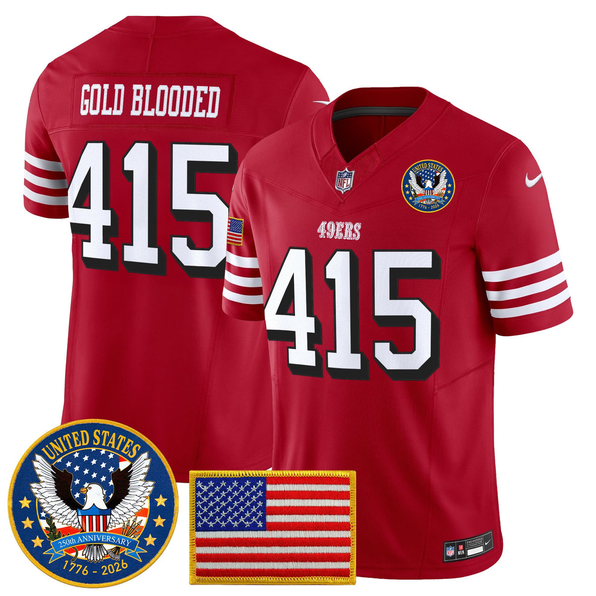 Men's San Francisco 49ers "United States 250th Anniversary Patch" Vapor Limited Jersey - All Stitched