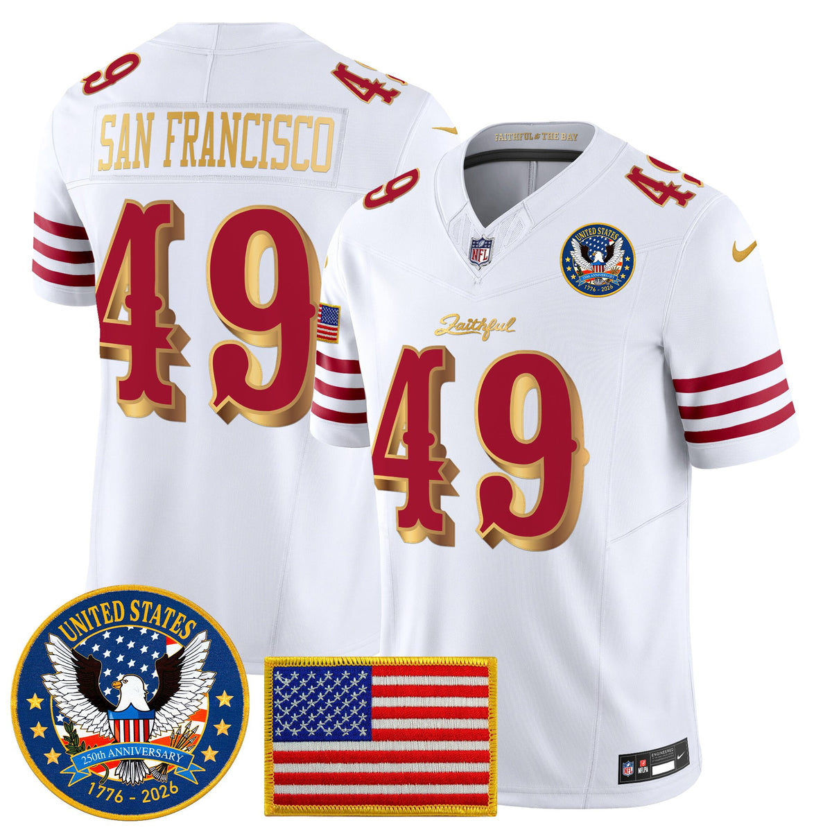 Men's San Francisco 49ers "United States 250th Anniversary Patch" Vapor Limited Jersey - All Stitched