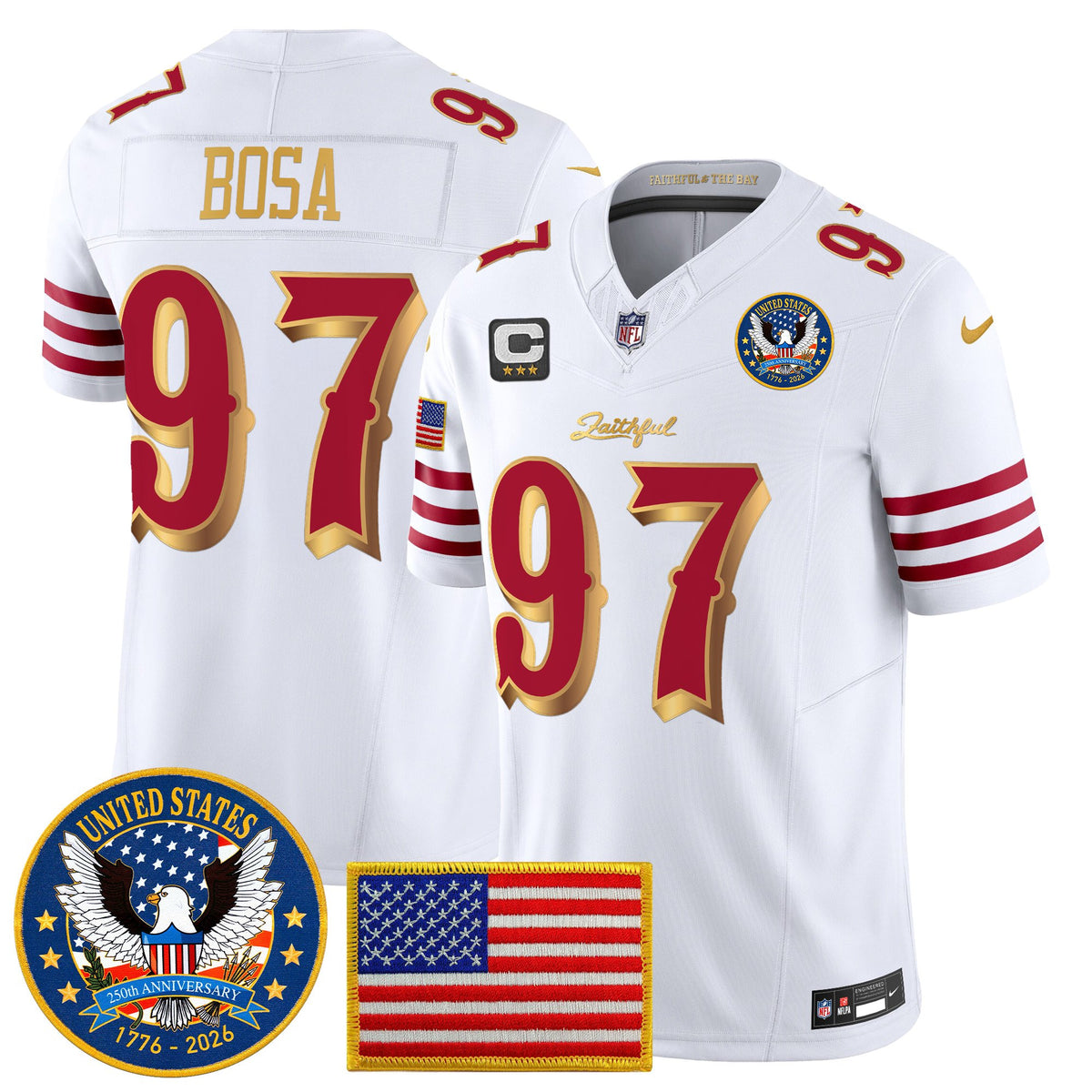 Men's San Francisco 49ers "United States 250th Anniversary Patch" Vapor Limited Jersey - All Stitched