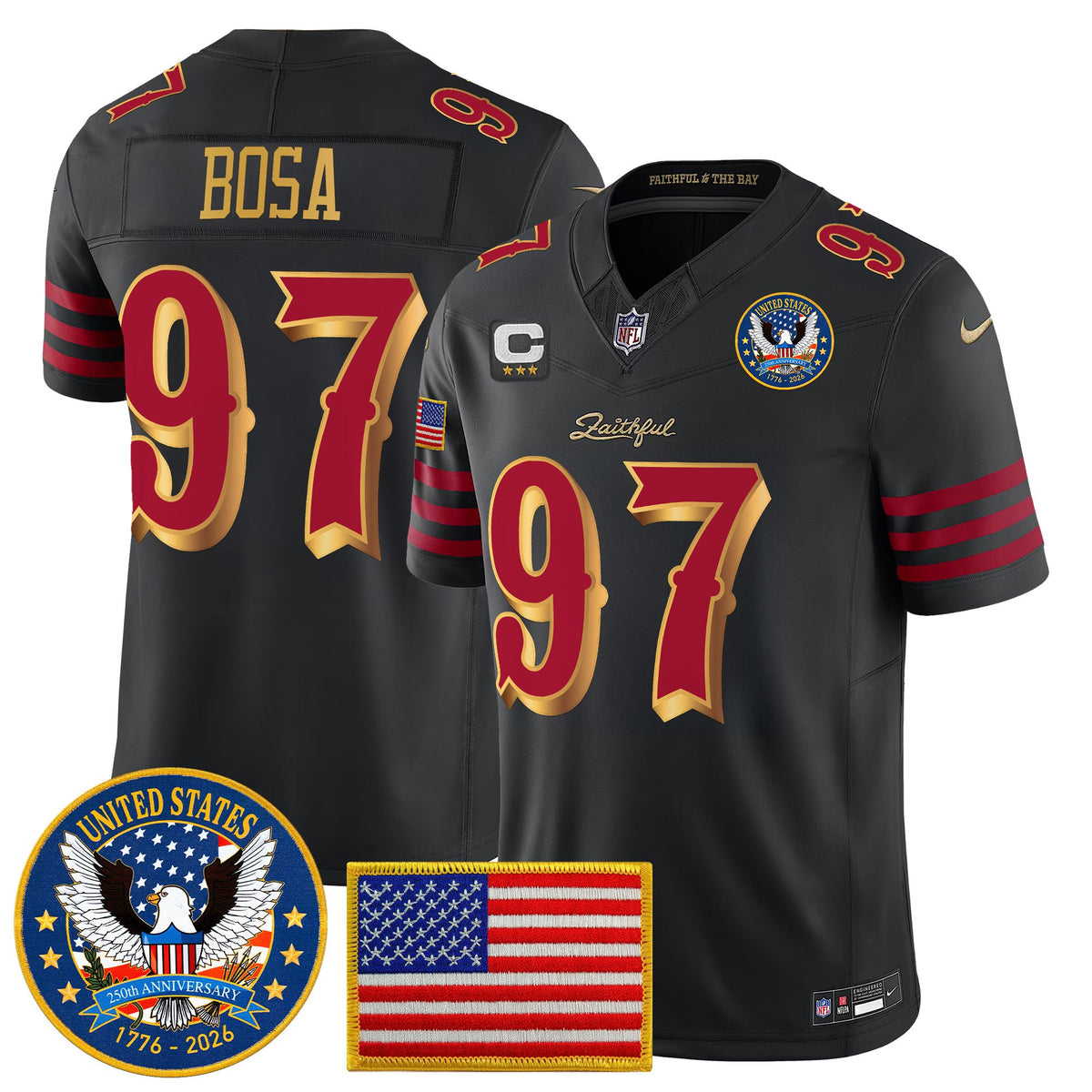 Men's San Francisco 49ers "United States 250th Anniversary Patch" Vapor Limited Jersey - All Stitched