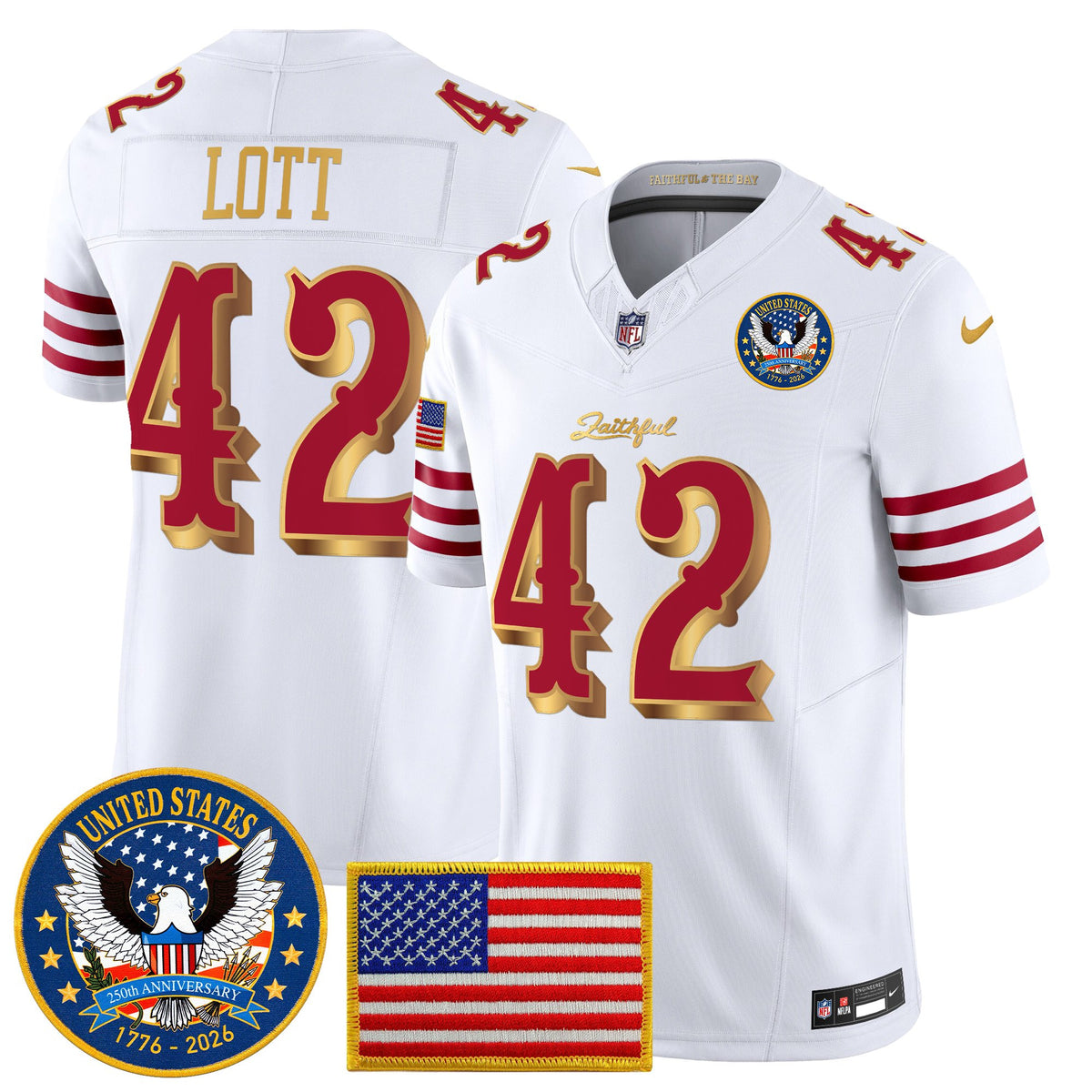 Men's San Francisco 49ers "United States 250th Anniversary Patch" Vapor Limited Jersey - All Stitched