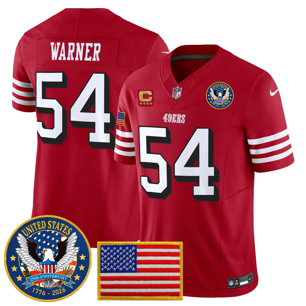 Men's San Francisco 49ers "United States 250th Anniversary Patch" Vapor Limited Jersey - All Stitched