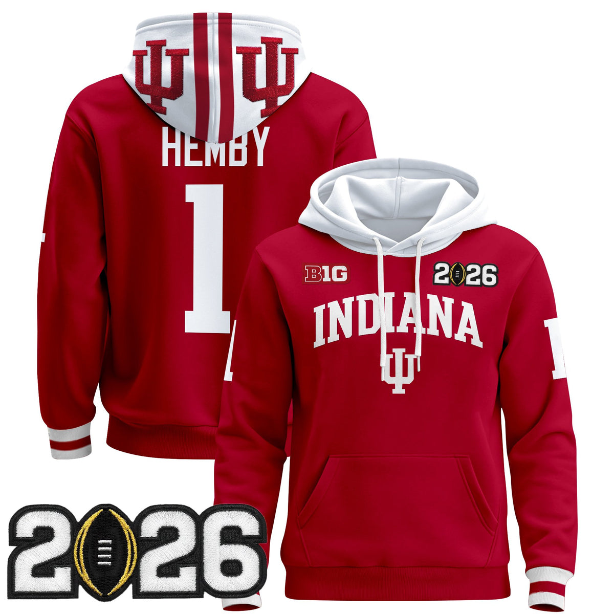 Men's Indiana Hoosiers 2026 CFP Final Patch Premium Pullover Hoodie - All Stitched